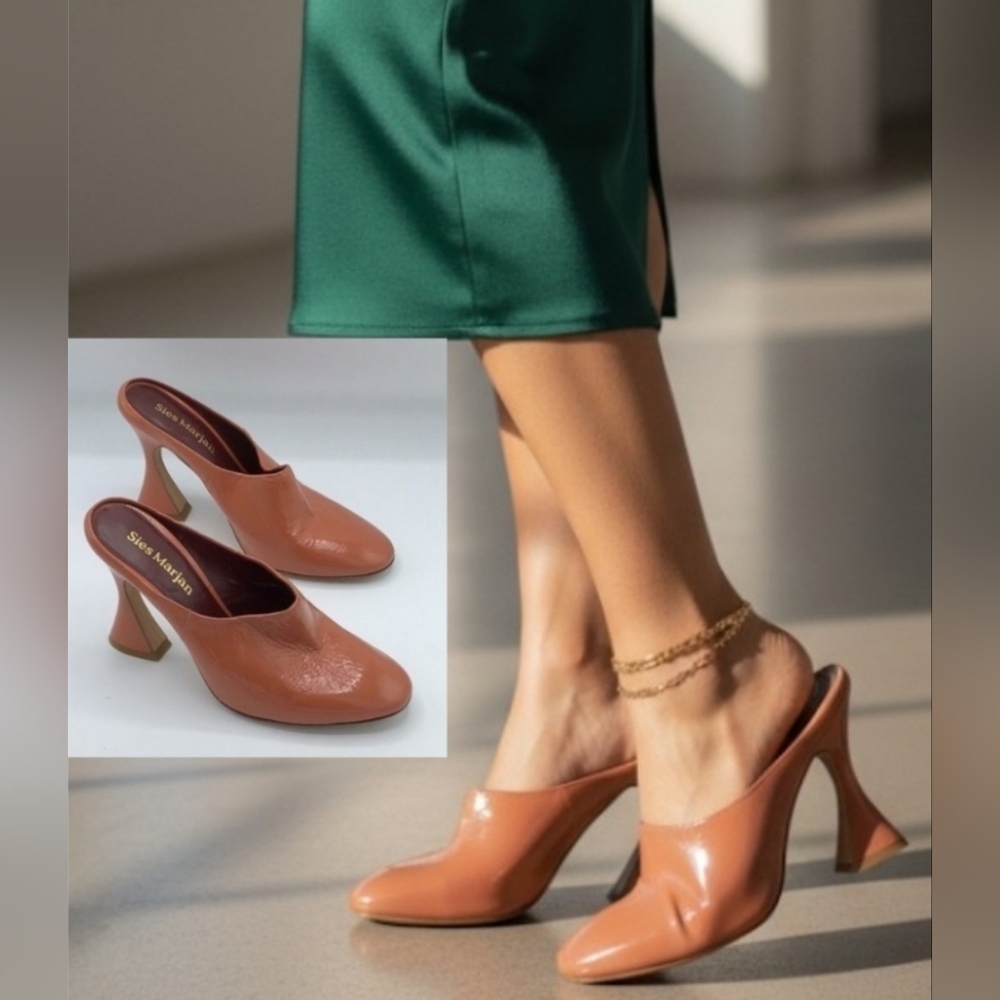 Sies Marjan Leather Mules In Burnt Coral Size 39